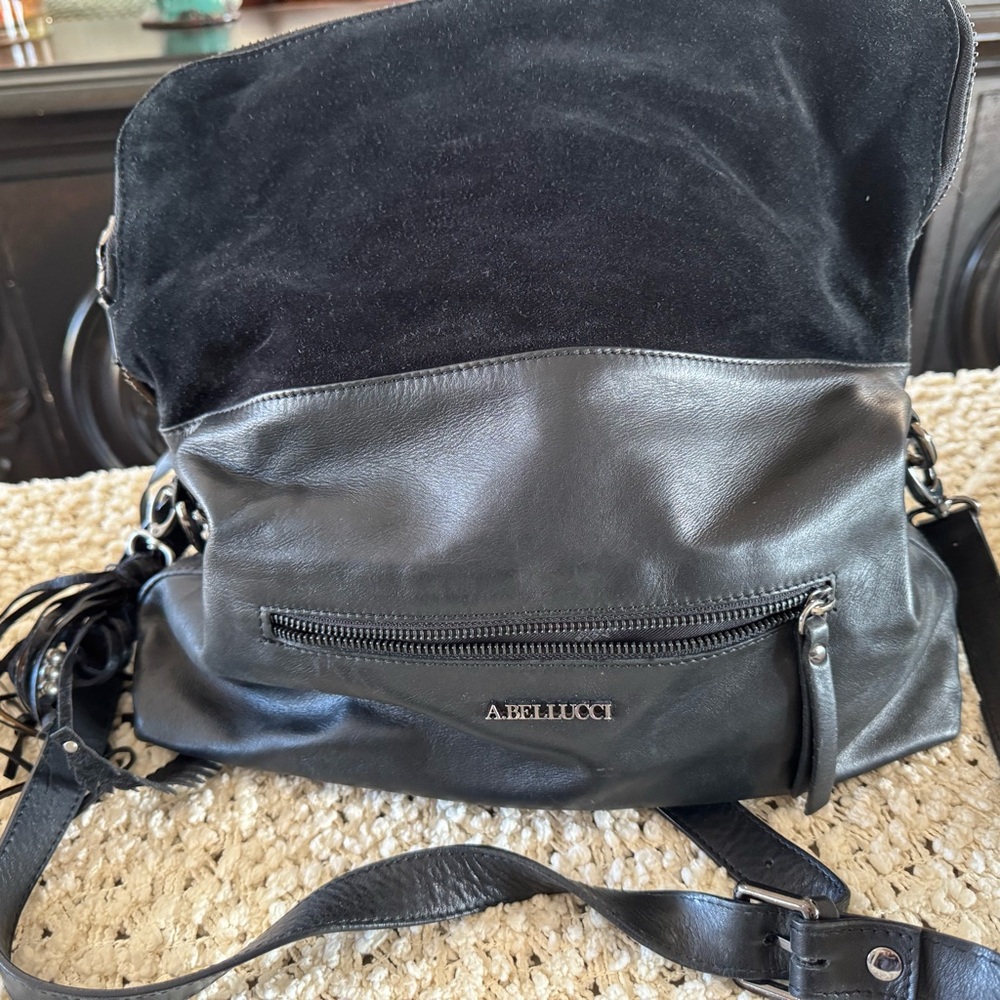 A.Bellucci Black Leather and Suede Bag